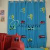 Applique Blue Car Curtain
