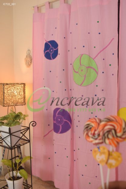 Applique Baby pink Curtain