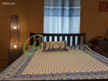 White Jamdni blue bed cover