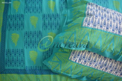 White Teal Ikkhat bed cover