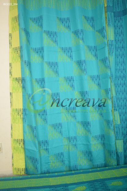 White Teal Ikkhat bed cover