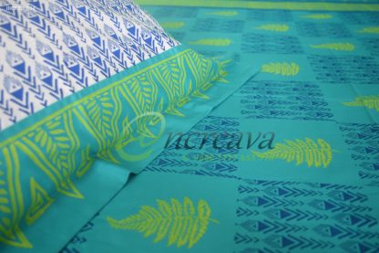 White Teal Ikkhat bed cover