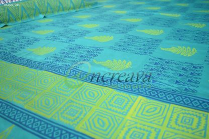 White Teal Ikkhat bed cover