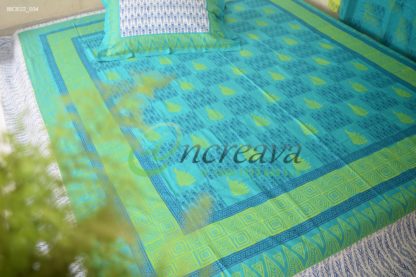 White Teal Ikkhat bed cover