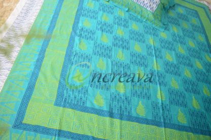 White Teal Ikkhat bed cover