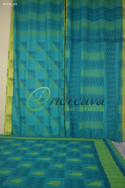 White Teal Ikkhat bed cover