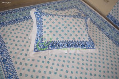 White Jamdni blue bed cover