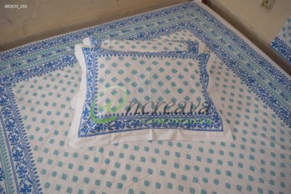 White Jamdni blue bed cover