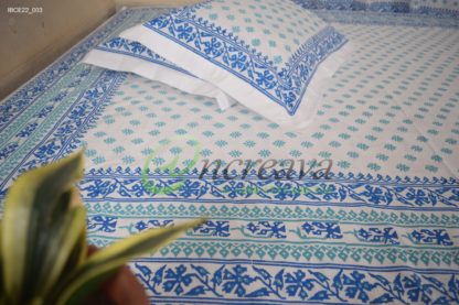 White Jamdni blue bed cover