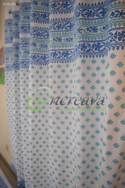 White Blue Jamdani Curtain