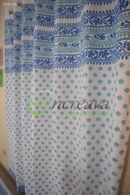 White Blue Jamdani Curtain