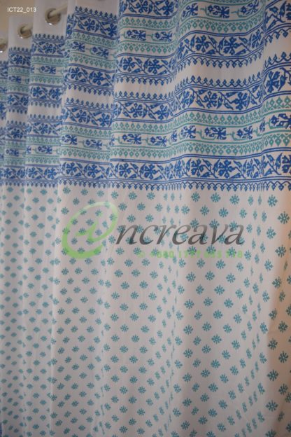 White Blue Jamdani Curtain