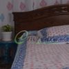White Jamdni Blue Pink bed cover