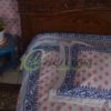 White Jamdni Blue Pink bed cover