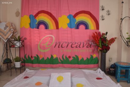 Applique Grass Baby Pink Curtain