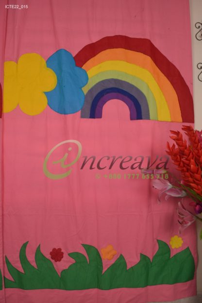 Applique Grass Baby Pink Curtain