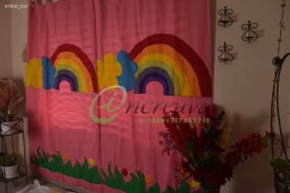 Applique Grass Baby Pink Curtain