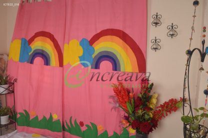 Applique Grass Baby Pink Curtain