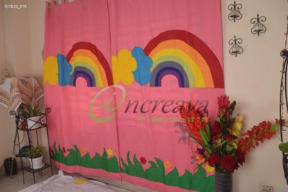 Applique Grass Baby Pink Curtain