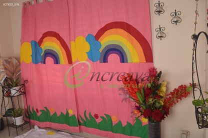Applique Grass Baby Pink Curtain
