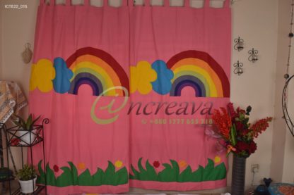 Applique Grass Baby Pink Curtain