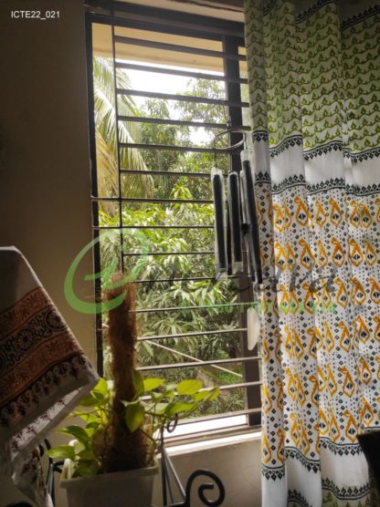 White Lemon Yellow Jamdani Motif Curtain
