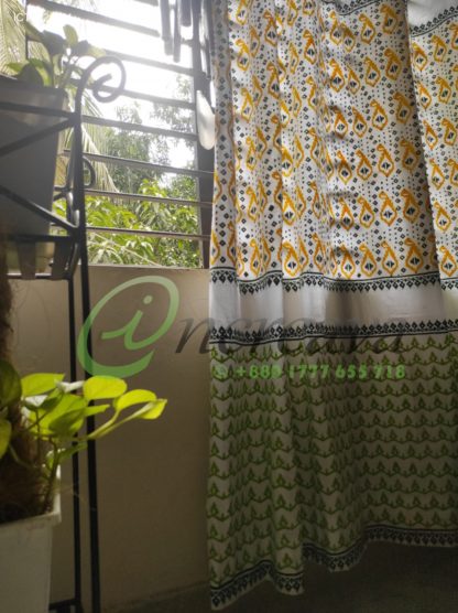 White Lemon Yellow Jamdani Motif Curtain