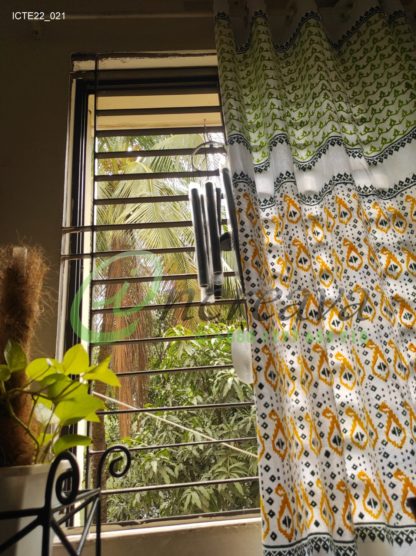 White Lemon Yellow Jamdani Motif Curtain