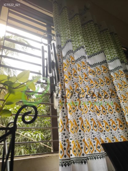 White Lemon Yellow Jamdani Motif Curtain