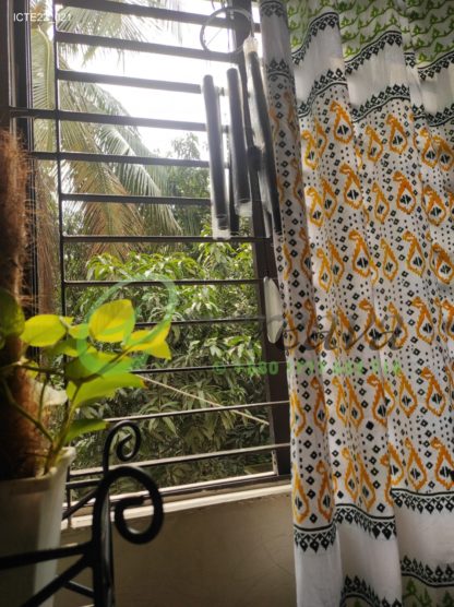 White Lemon Yellow Jamdani Motif Curtain
