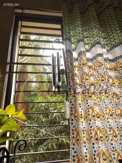 White Lemon Yellow Jamdani Motif Curtain