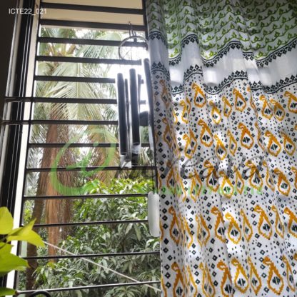 White Lemon Yellow Jamdani Motif Curtain