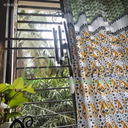 White Lemon Yellow Jamdani Motif Curtain