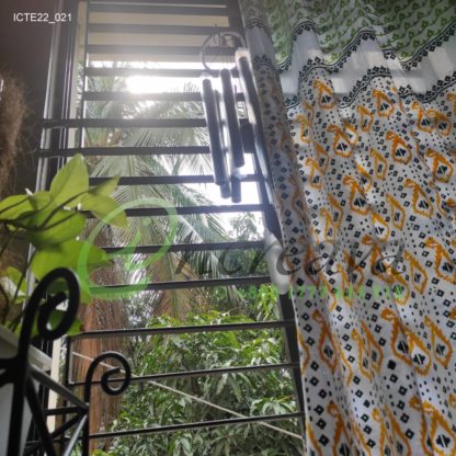 White Lemon Yellow Jamdani Motif Curtain