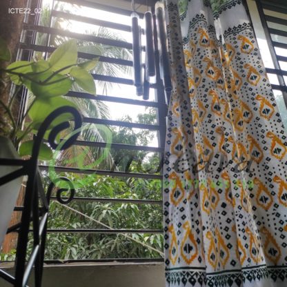 White Lemon Yellow Jamdani Motif Curtain