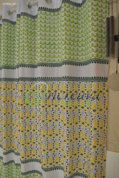 White Lemon Yellow Jamdani Motif Curtain