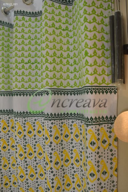 White Lemon Yellow Jamdani Motif Curtain