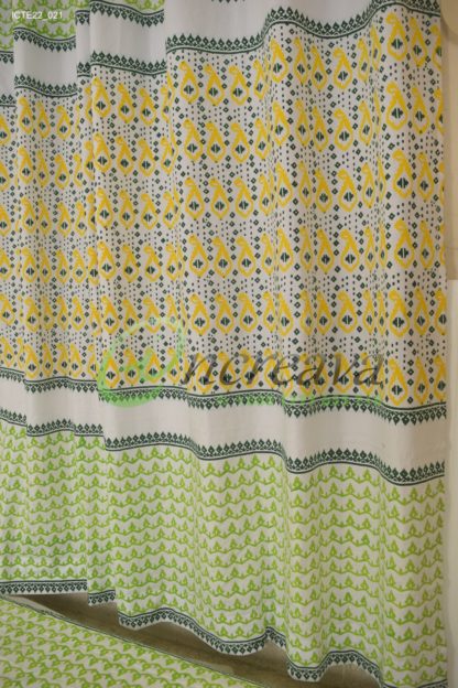 White Lemon Yellow Jamdani Motif Curtain