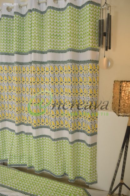White Lemon Yellow Jamdani Motif Curtain