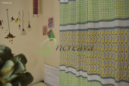 White Lemon Yellow Jamdani Motif Curtain