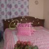 White Jamdani Pink Shade Bed Cover