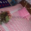 White Jamdani Pink Shade Bed Cover