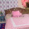 White Jamdani Pink Shade Bed Cover