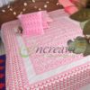 White Jamdani Pink Shade Bed Cover