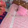White Jamdani Pink Shade Bed Cover