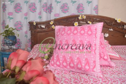 White Jamdani Pink Shade Bed Cover
