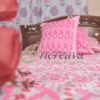 White Jamdani Pink Shade Bed Cover