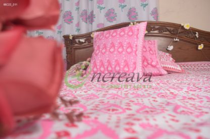 White Jamdani Pink Shade Bed Cover