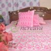 White Jamdani Pink Shade Bed Cover