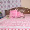 White Jamdani Pink Shade Bed Cover
